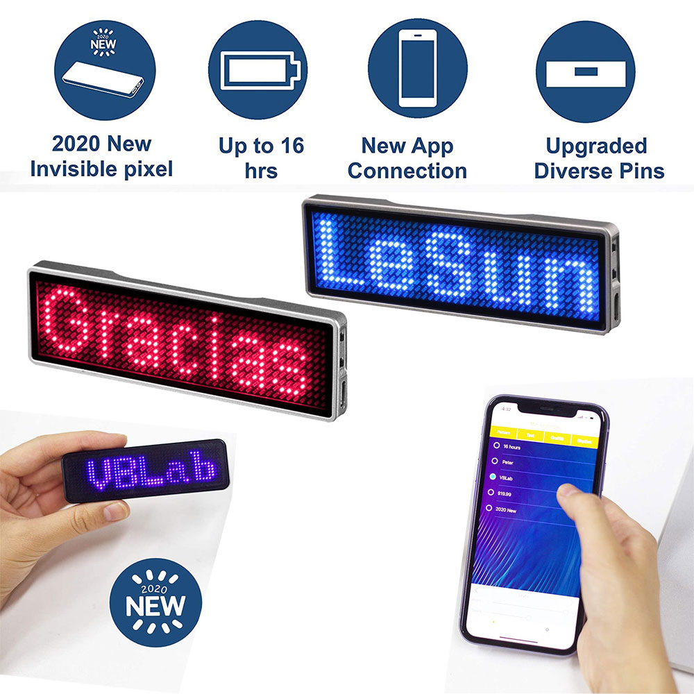 Bluetooth LED Module Name Badge DIY Programmable Scrolling Message Board Mini LED Display HD DIY Electronic Kit