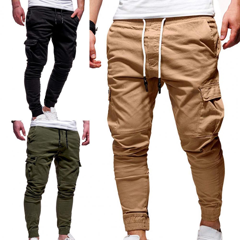 Pantalons de mode pantalons hommes pantalons couleur unie couleur unie Multi poches pantalon mince