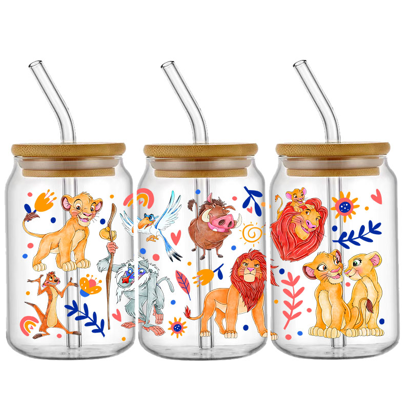 Disney Princess Bambi the Lion King UV DTF Sticker for 16ozCup Wrap Transfer Sticker Custom Label DIY Self adhesive