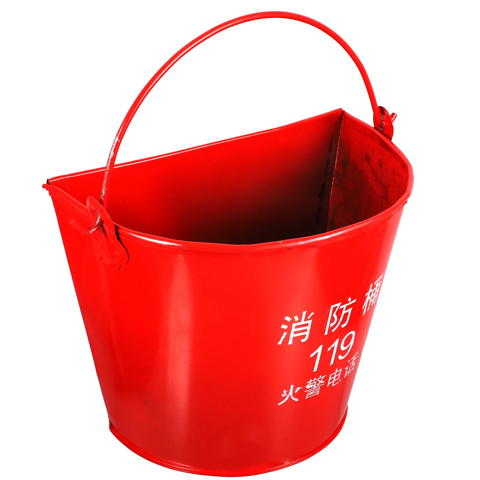 Fire Emergency Bucket Sand Bucket For Firefighter Thickened Iron Red Semi-Circular Design Easy To Hang Smooth Surface For Gas