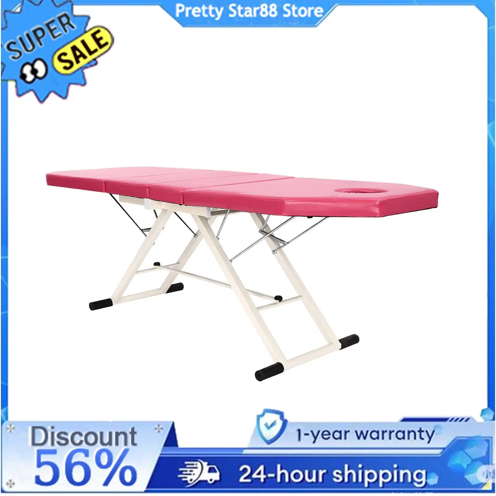 Rosa/branco/preto impermeável e resistente a óleo dobrar a cama de beleza portátil dobrável mesa de massagem almofadas antiderrapantes