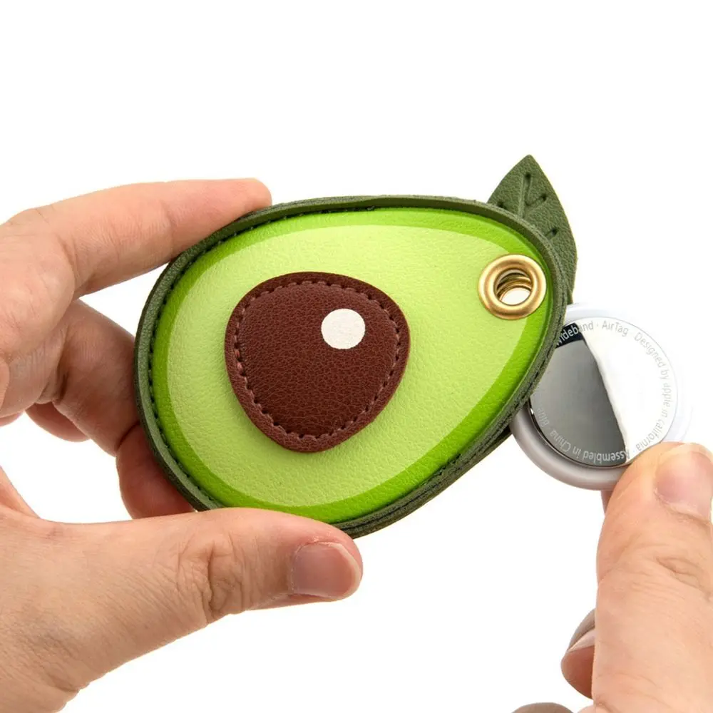 Utile pelle per Airtag Custodia protettiva per scheda di controllo accessi con portachiavi Porta carte con badge di frutta dei cartoni animati
