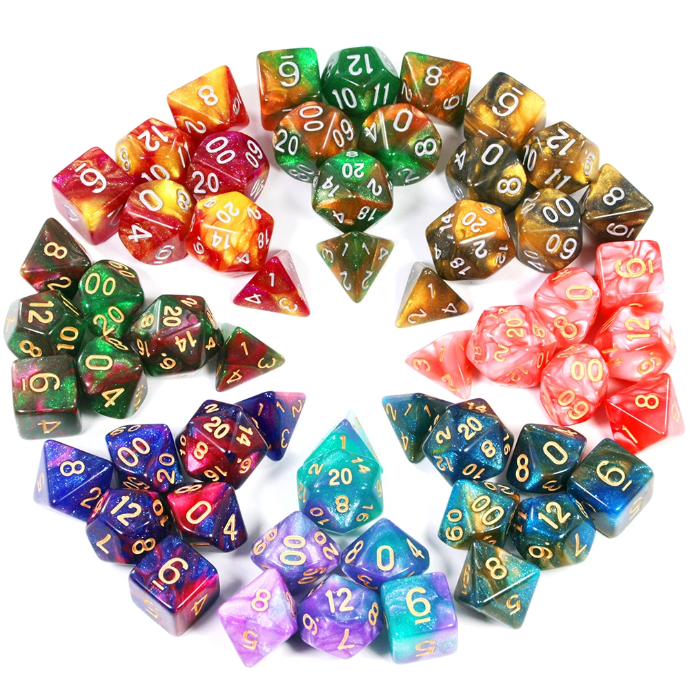 New Dual Color Multi Faced Dragon And Dungeon Game Dice Board Game Color (7 Pieces Per Set)