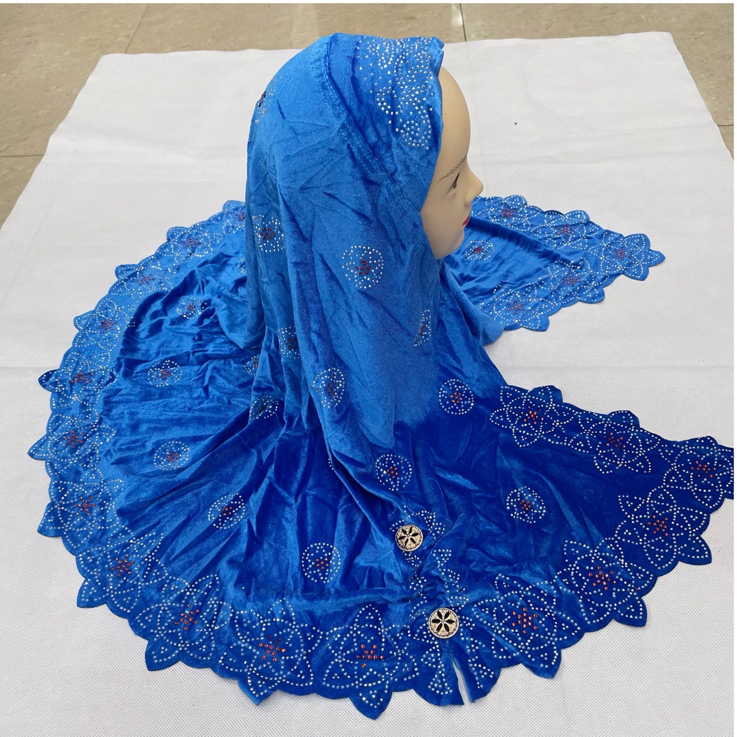 女性用ビーズヒジャーブターバン,イスラム教徒の帽子,ヘッドラップ,ショール,ラップ,ファッション,60x80cm, 2024