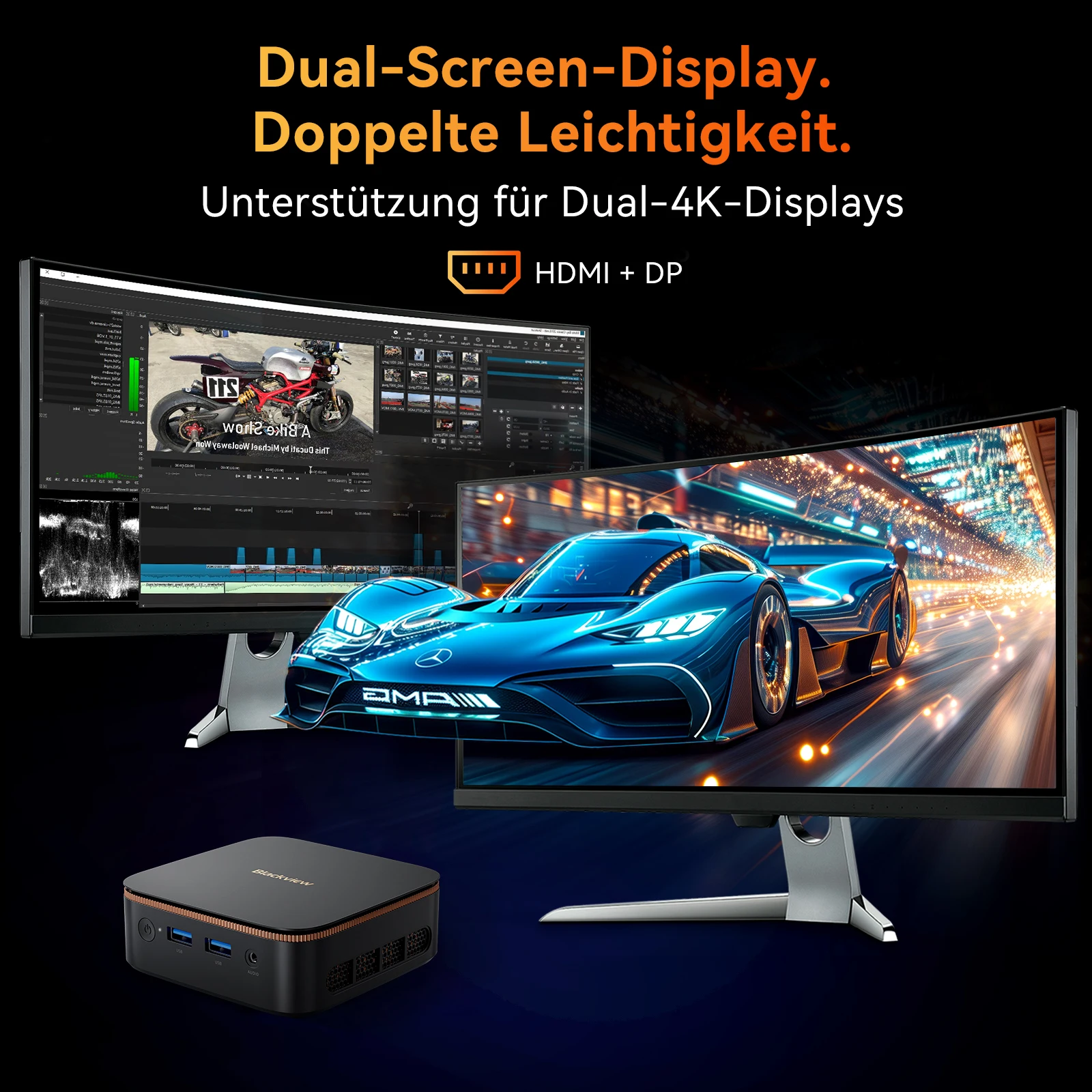 Blackview MP20 Mini-PC-Computer Win11 Pro, Intel Twin Lake N150 (Turbo 3,6 GHz), 16 GB RAM 512 GB M.2 SSD, 4K Minipc, Dual WiFi 6