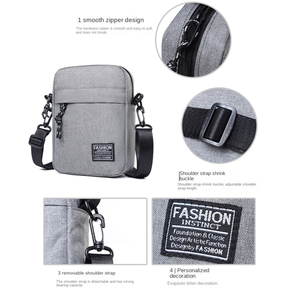 Mini bolsa de ombro de nylon masculina, bolsas monocromáticas crossbody casual e elegante, bolsa de mão retrô de negócios