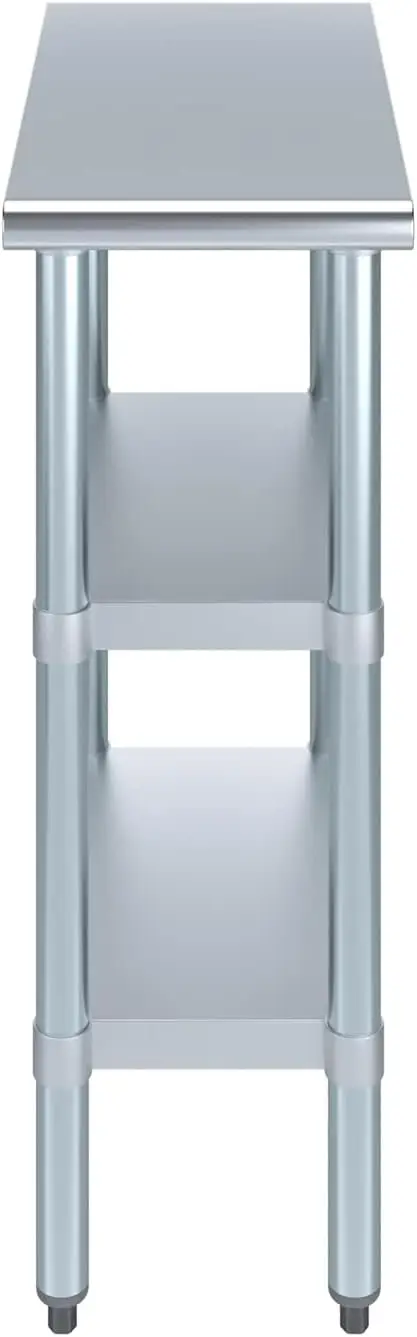 Stainless Steel Work Table with 2 Shelves | NSF | Metal Utility Table (12" Long x 24" Deep)