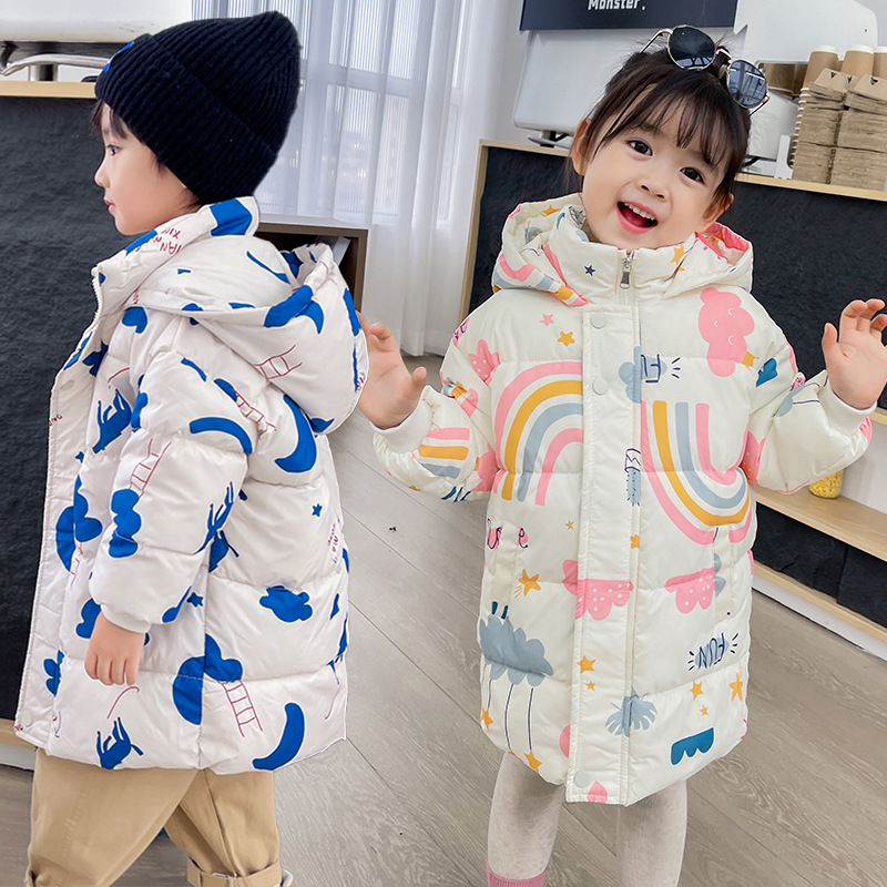 Nuove ragazze Ragazzi Piumino Cappotti invernali Vestiti per bambini Giacca a vento con cappuccio Cappotto per bambini 2-7 anni Capispalla caldo in cotone