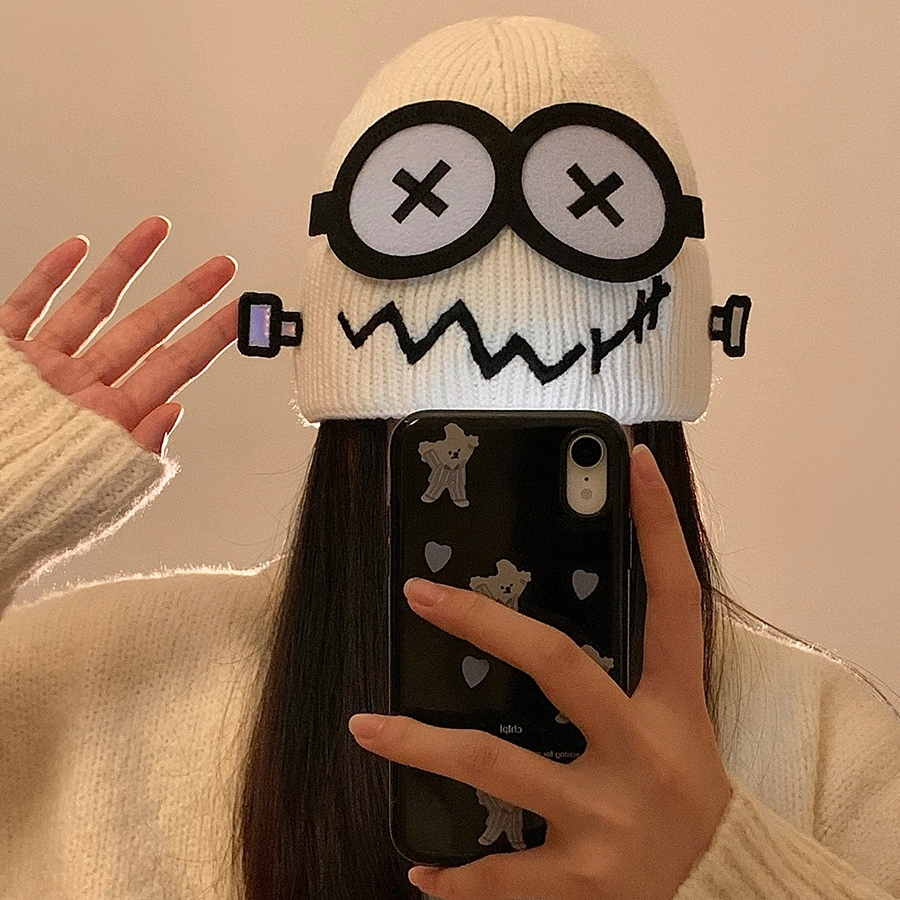 Nette Lustige Gestrickte Wolle Hut Frauen Neue Herbst Winter Stil Wärme Student Paar Kopf Bedecken Ohr Schutz Hut Weihnachten Geschenk