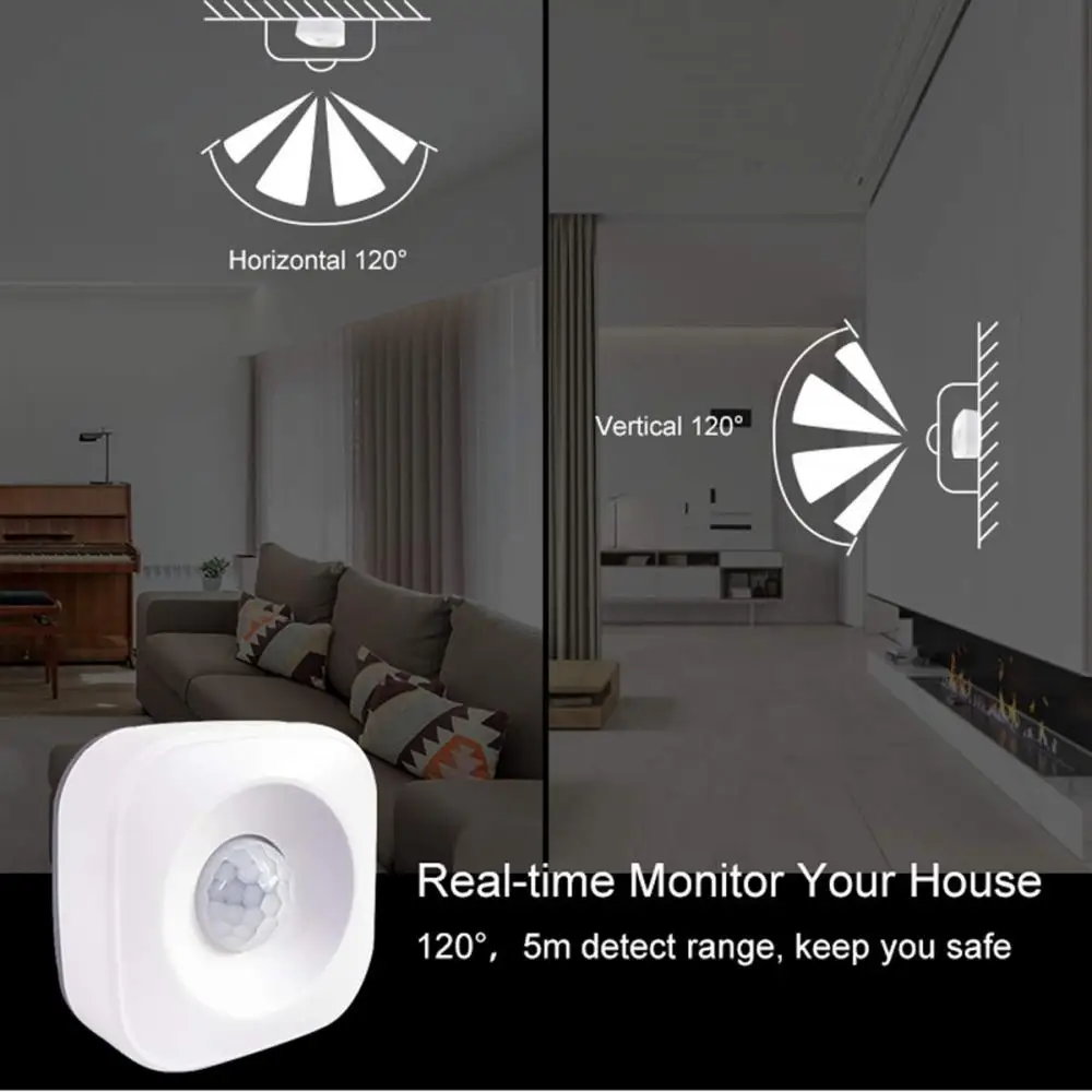 Alexa Tuya-Sensor de movimiento PIR WiFi, alarma, aplicación Smart Life, sistema inalámbrico de seguridad para el hogar, Detector de movimiento del cuerpo humano