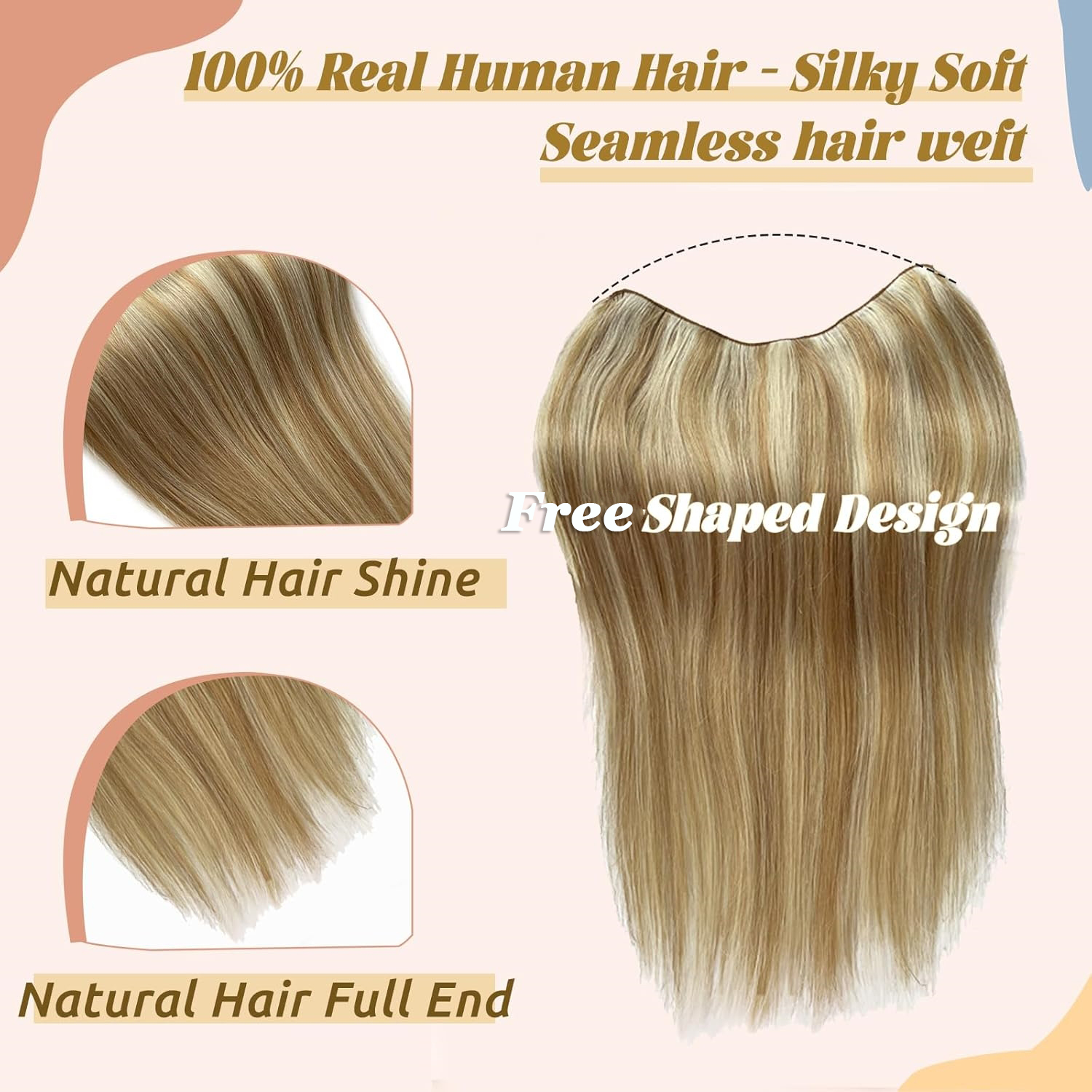 Highlight #8/613-Extensions de Cheveux 100% Humains Lisses, 5 Clips, 100g par Ensemble, Tête Complète, 1 Pièce