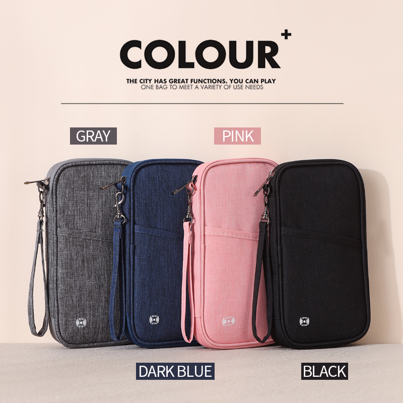 Porta-passaporte saco família rfid bloqueio passaporte carteira de viagem essencial carteira organizador de documentos de viagem caso de cartões de crédito