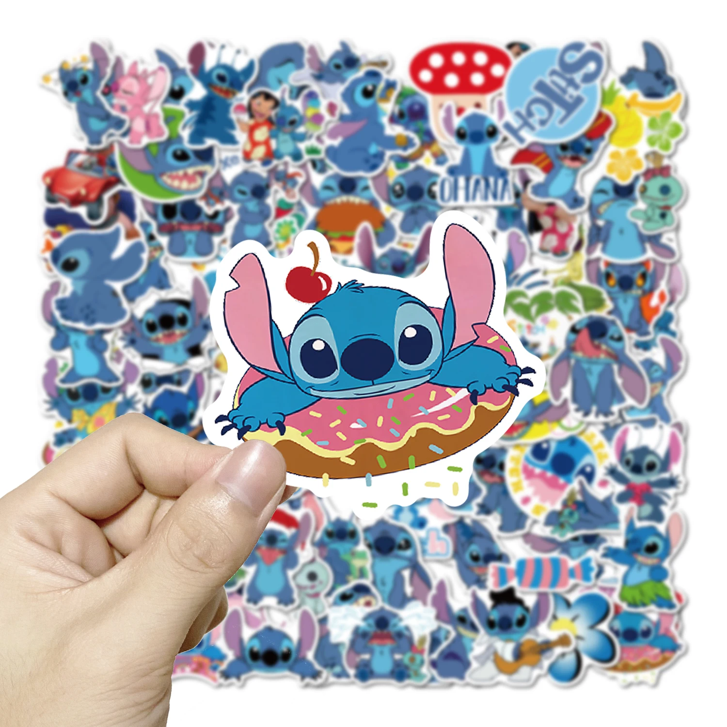 10/50/100 Uds. Pegatinas de dibujos animados de Lilo y Stitch equipaje guitarra portátil nevera cuaderno Kawaii Disney pegatinas álbum de recortes vinilo para niños