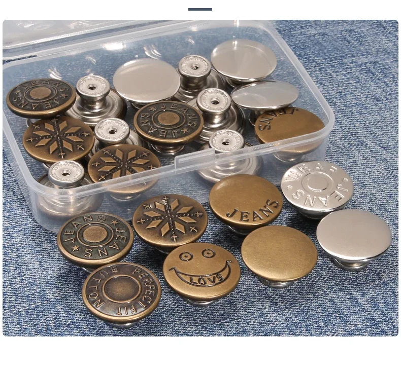 10 Uds. Botones de Metal Retro desmontables cierre a presión Pin para pantalones vaqueros botón retráctil hebillas sin costura ajuste reducir la cintura
