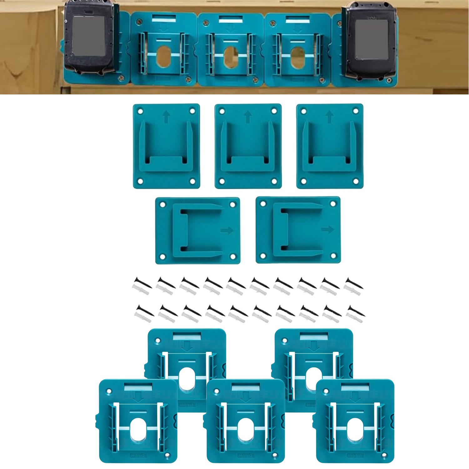 Nowy, ulepszony stojak do przechowywania akumulatorów Makita 14.4-18V Li-ion, uchwyt na narzędzia, półka do przechowywania, uchwyt ścienny do montażu.