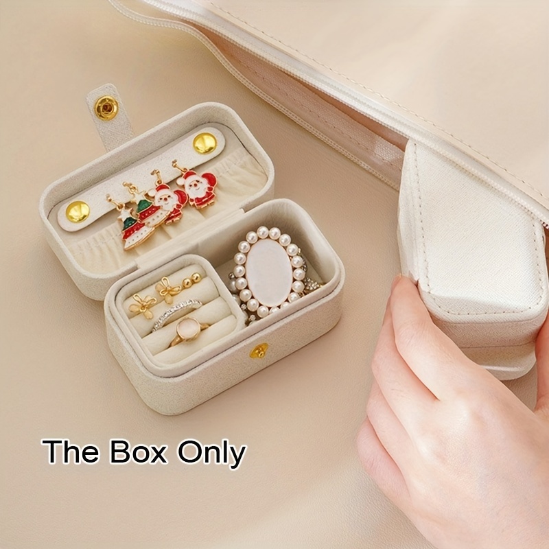 Caixa de joias feminina de viagem portátil para anéis, pingentes, brincos, colares, pulseiras para amigos, aniversário, festivo, natal g