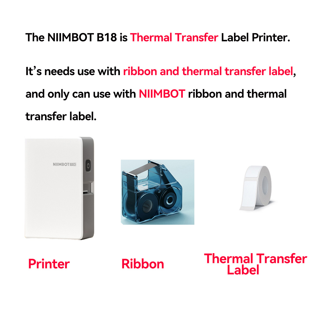 หลายสีริบบิ้นการพิมพ์ Thermal Transfer Labels สําหรับ Niimbot B18/N1 Label Maker Self-กาวสติกเกอร์สําหรับ Home Office สาย