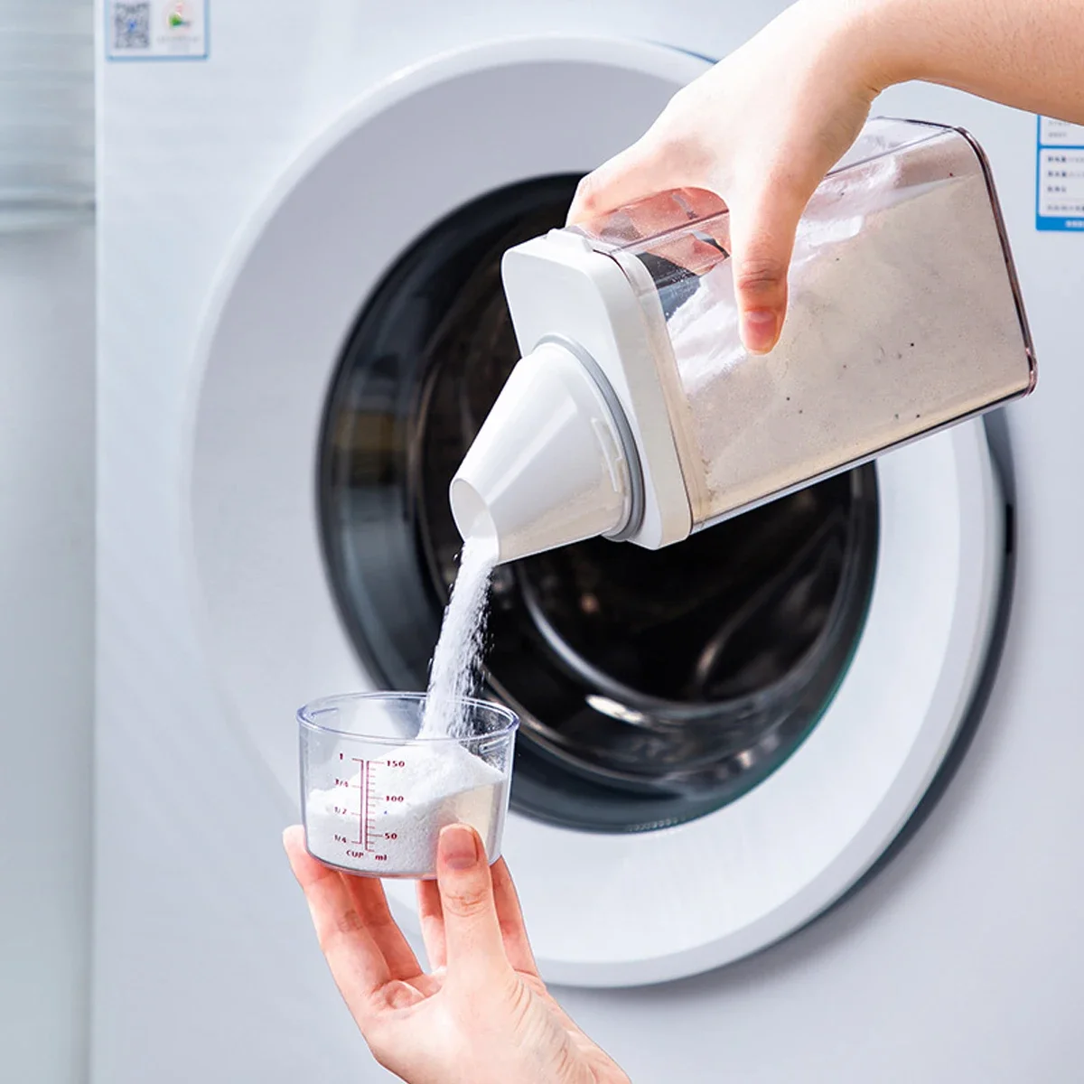 2300Ml Airtight Laundry Detergent Powder Storage Box Container with Lids Grain Storage Jar Bleach Storage Container with Labels
