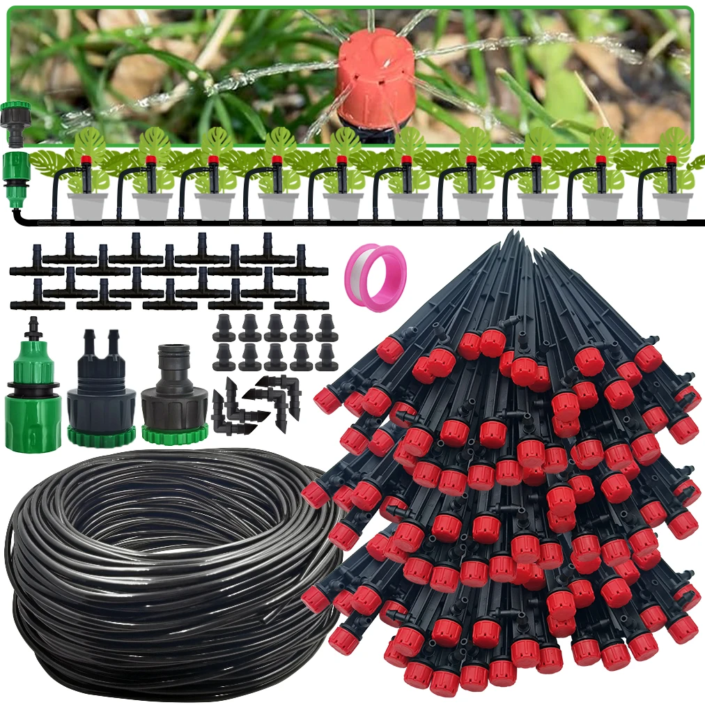 Kit de sistema de riego automático por goteo para jardín, aspersor de 1/4 ''y 13CM para maceta de bonsái, planta, flor, invernadero vegetal