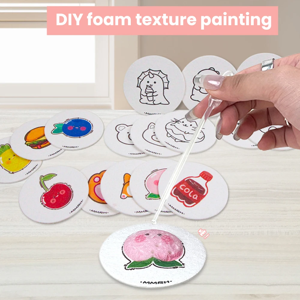10pcs Foam Texture Painting New Handmade DIY Pinch Toys Painting For Children Mark Pen Watercolor 3D Painting Wood Pulp Paper