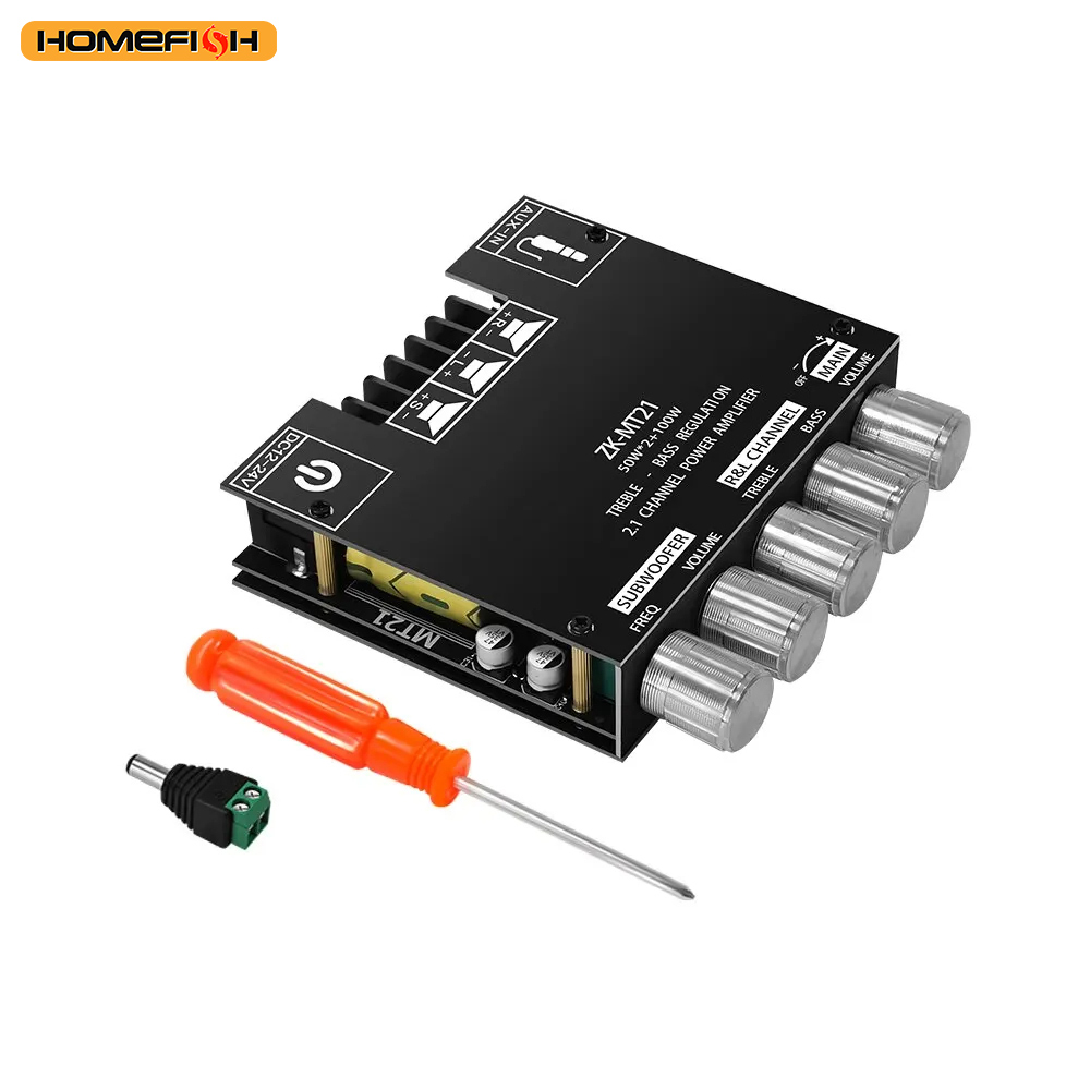 Placa amplificadora para subwoofer ZK-MT21 2,1, 50W x 2 + 100W, amplificador de Audio estéreo de potencia, canal Bluetooth 5,0 CS8673E