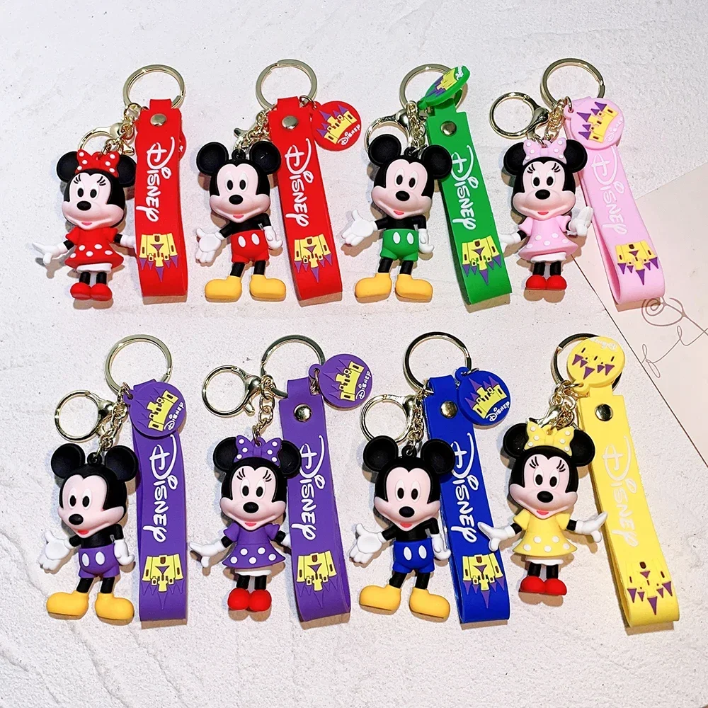 Disney Anime Mickey พวงกุญแจการ์ตูน Stitch น่ารัก Minnie พวงกุญแจนักเรียนกระเป๋าแขวน All-Match Car Key CHAIN คริสต์มาสของขวัญ