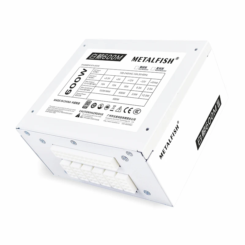 METALFISH SFX 80Plus Bronze 500/600/750W White Power Supply Full-Modular For Mini ITX Chassis Small Computer Case 100/220V Input