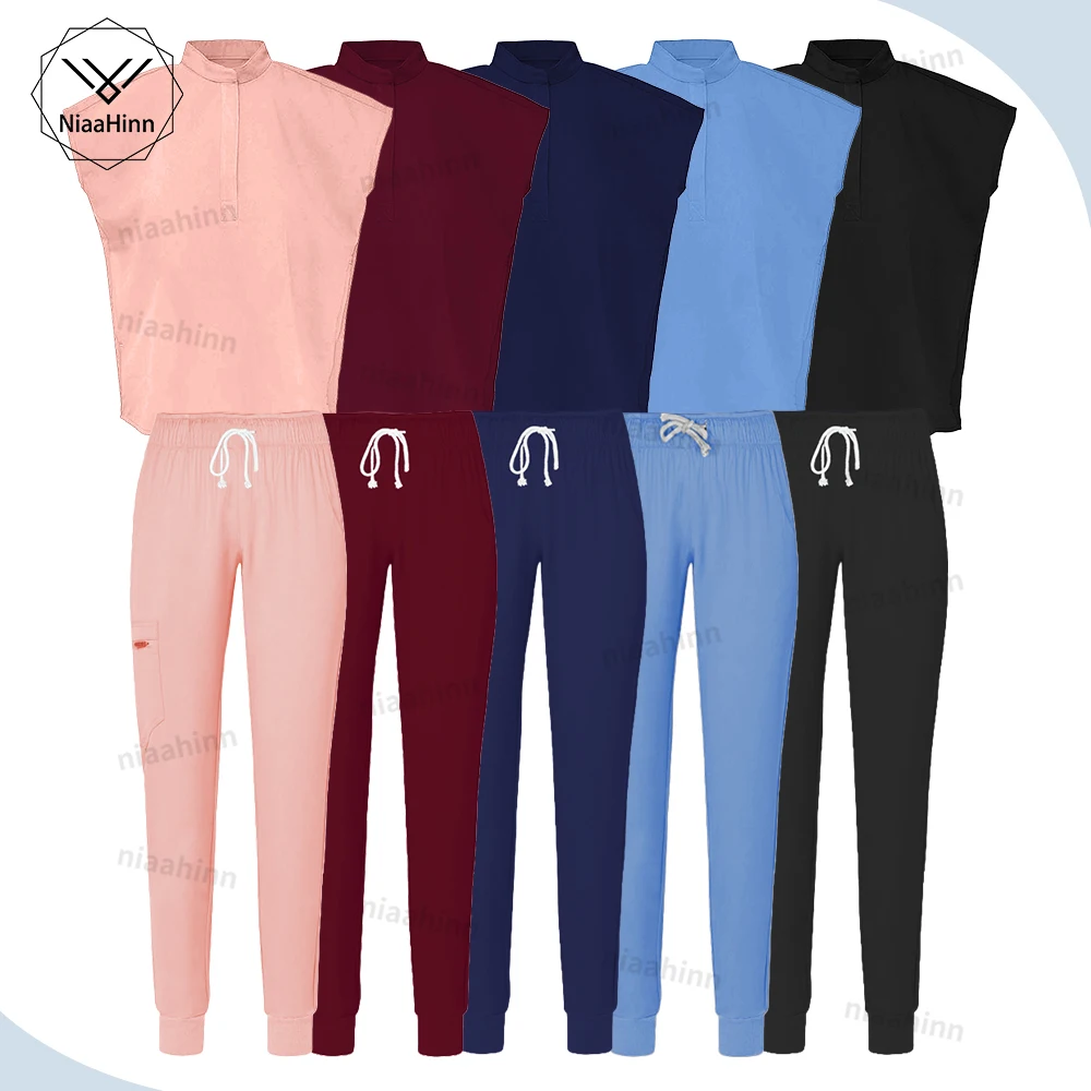 Beauty Spa Uniform Kosmetikerin Nagel Stylist Arbeits kleidung Mode kurz ärmel ige Top Hosen Anzug medizinische Accessoires Peeling Krankens ch wester Set