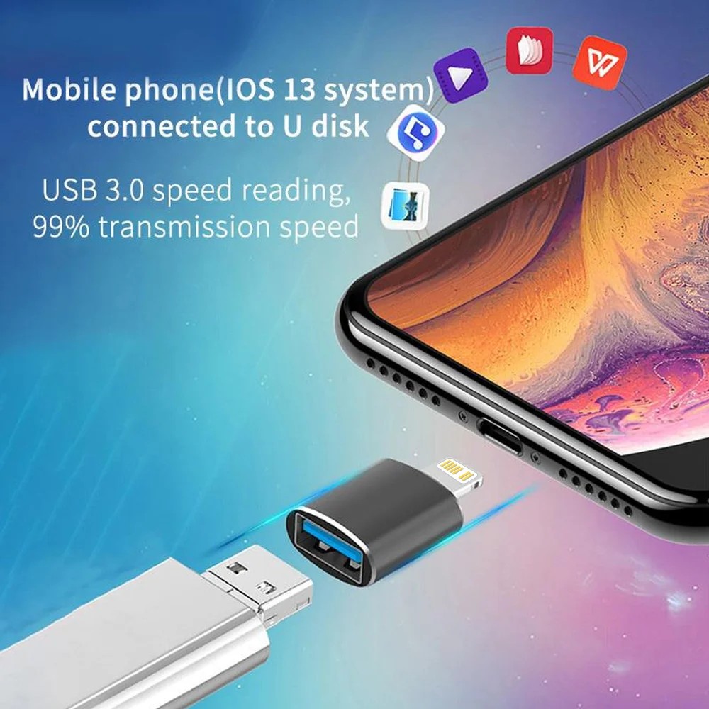 Elough USB3.0 a adaptador Lightning OTG para iPhone iPad iluminación de carga rápida adaptador macho a USB hembra para ios 13 arriba