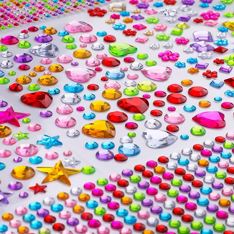 880pcs 보석 구슬 스티커 공예에 대 한 라인 석 자기 접착 보석 아크릴 DIY 공예 장식 다이아몬드 스티커 여자 아이