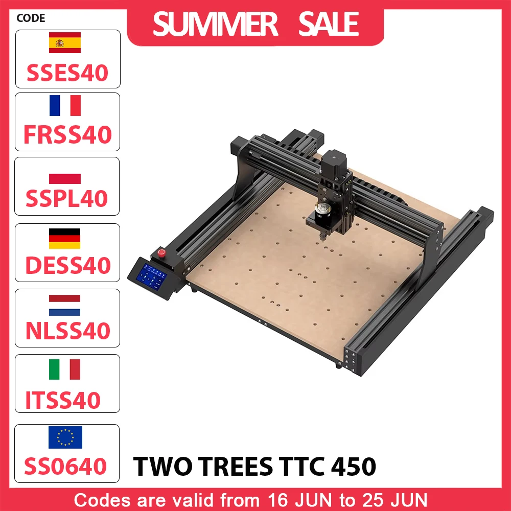 ZWEI BÄUME TTC 450 CNC-Fräsmaschine, 80 W Spindelmotor, 3-Achsen-Steuerung, 0,1 mm Dimensionale Genauigkeit, 460 x 460 x 80 mm