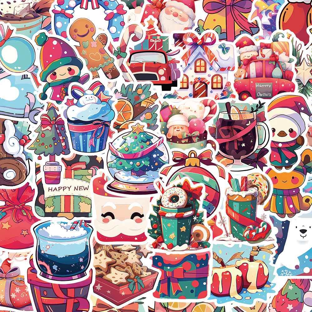 10/30/50pcs Kawaii Cartoon Christmas Art Aesthetic Stickers Pack for Kids Toy Diary Laptop Scrapbook Decoration Graffiti Sticker