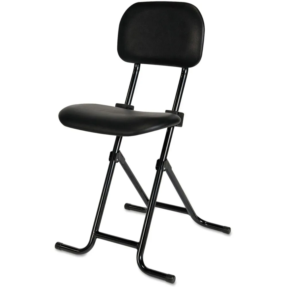 ALECS612 27.5 in. Seat Height IL Series Height-Adjustable Folding Stool Supports Up to 300 lbs. - Black