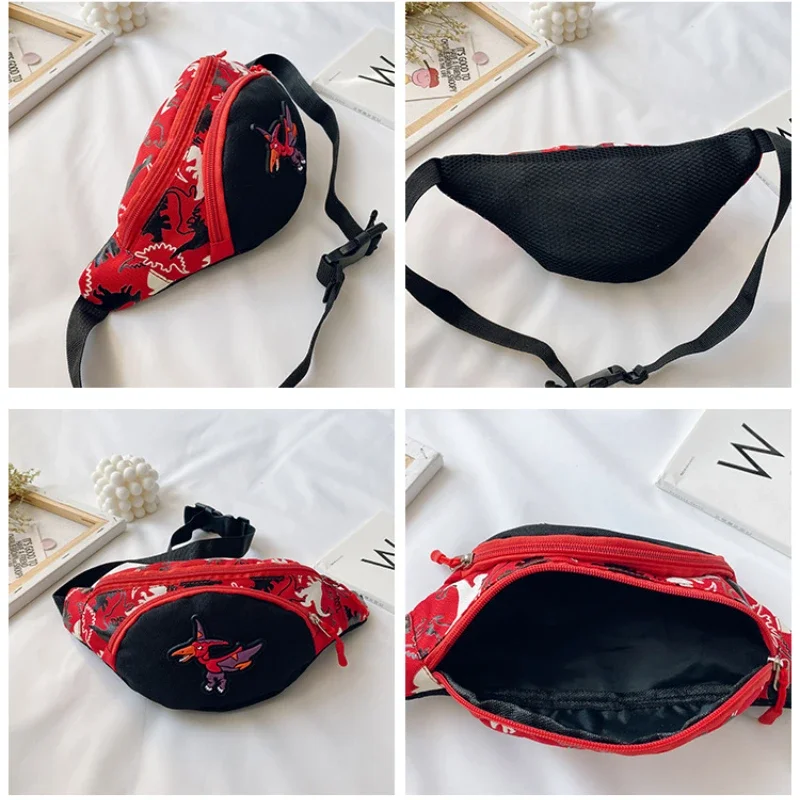 Saco de cintura com desenho animado dinossauro para crianças, saco de peito, bolsa de dinheiro, bolsa com zíper, bolsa para crianças, menina e menino, bebê, fofo