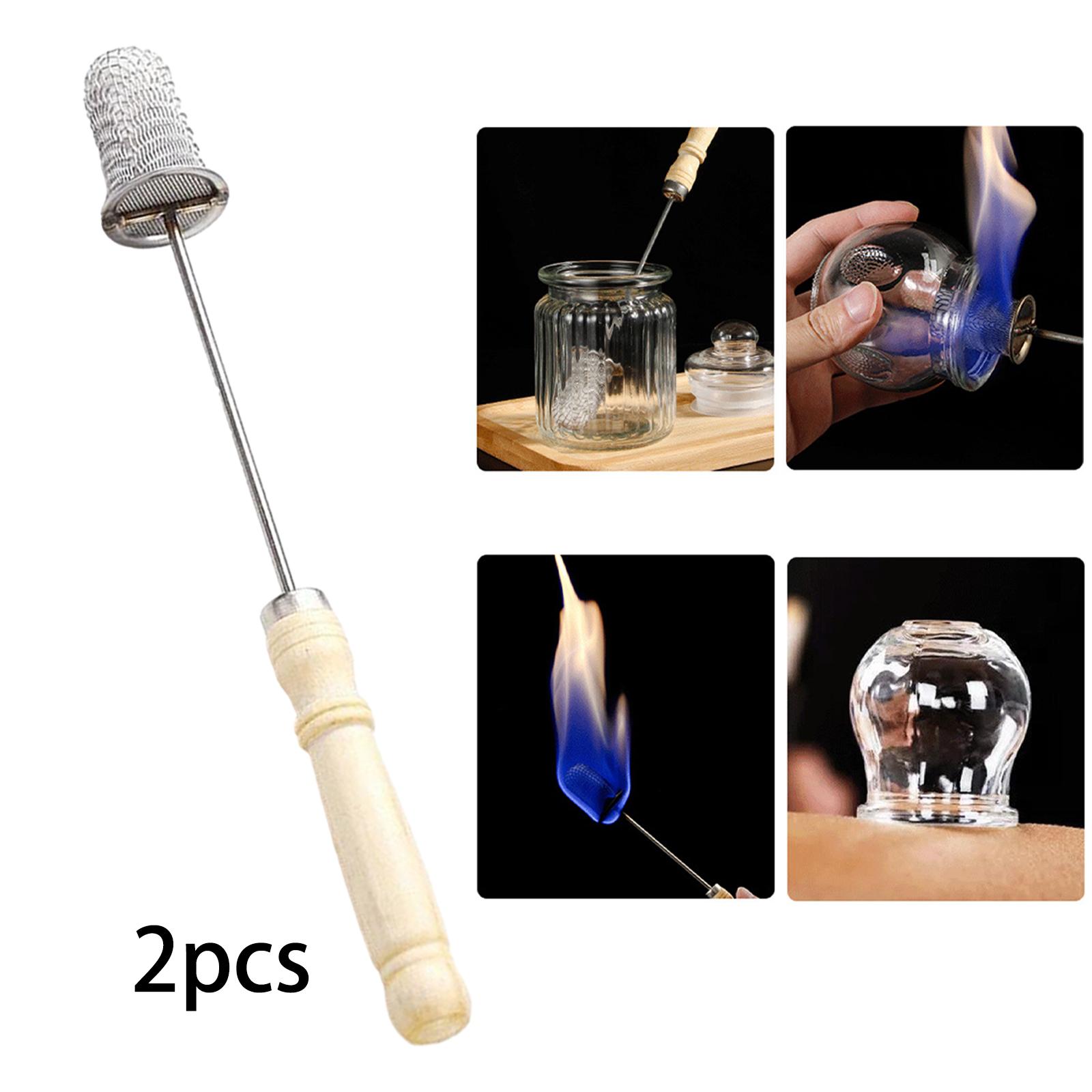 2 piezas de antorcha de ventosas al vacío, varilla de encendido, varilla de encendido de ventosas, herramienta de varillas de fuego de acero inoxidable de acupuntura china