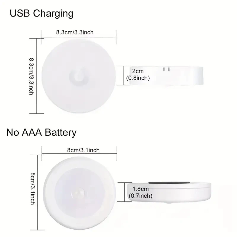 ไฟกลางคืนแบบปุ่ม 1 ชิ้นใหม่ - โคมไฟตรวจจับ LED ไร้สายสำหรับห้องนอน บันได ตู้เสื้อผ้า และการตกแต่งห้อง-