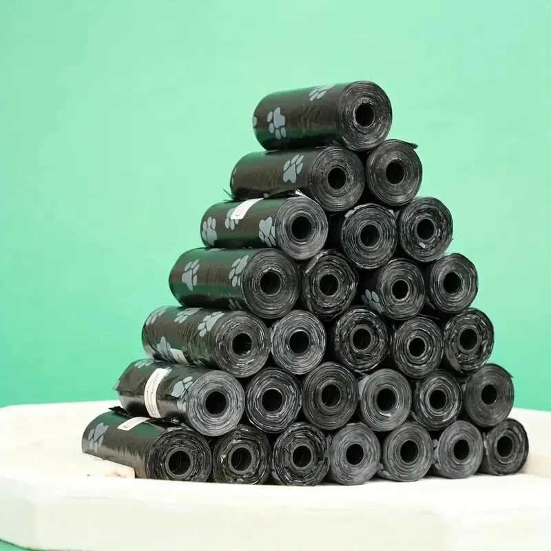 10 rolos de sacos de lixo para animais de estimação com estampa de pata, sacos de resíduos para cães de estimação à prova de vazamentos, sacos para cocô de cachorrinho