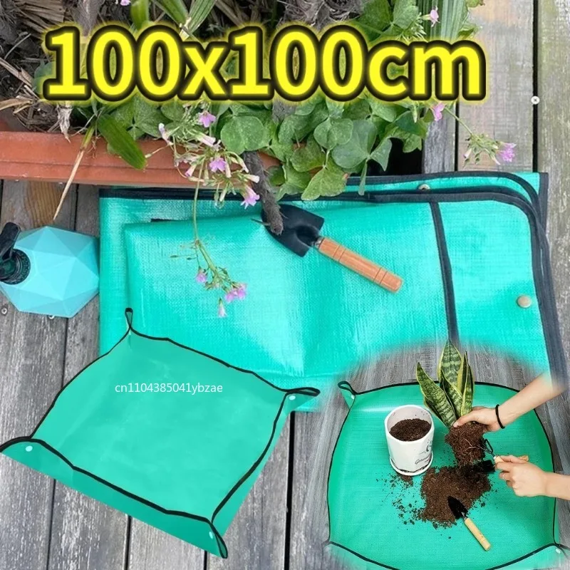เสื่อทําสวน Square Plant Pad กันน้ําสําหรับปลูกดอกไม้หม้อ Potting MAT พับสวน Repotting Anti-สกปรก Tarp