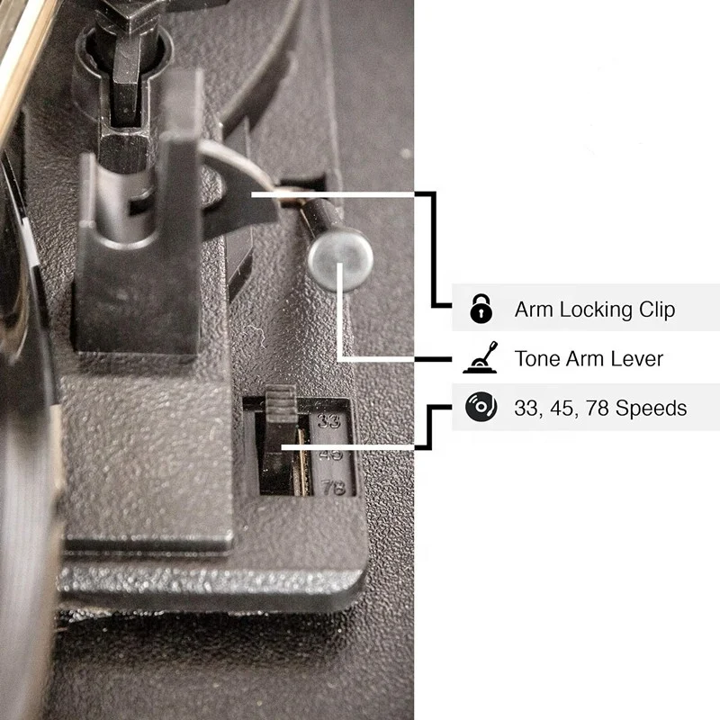 Reproductor de tocadiscos Bluetooth clásico USB con patas extraíbles (gris/crema)
