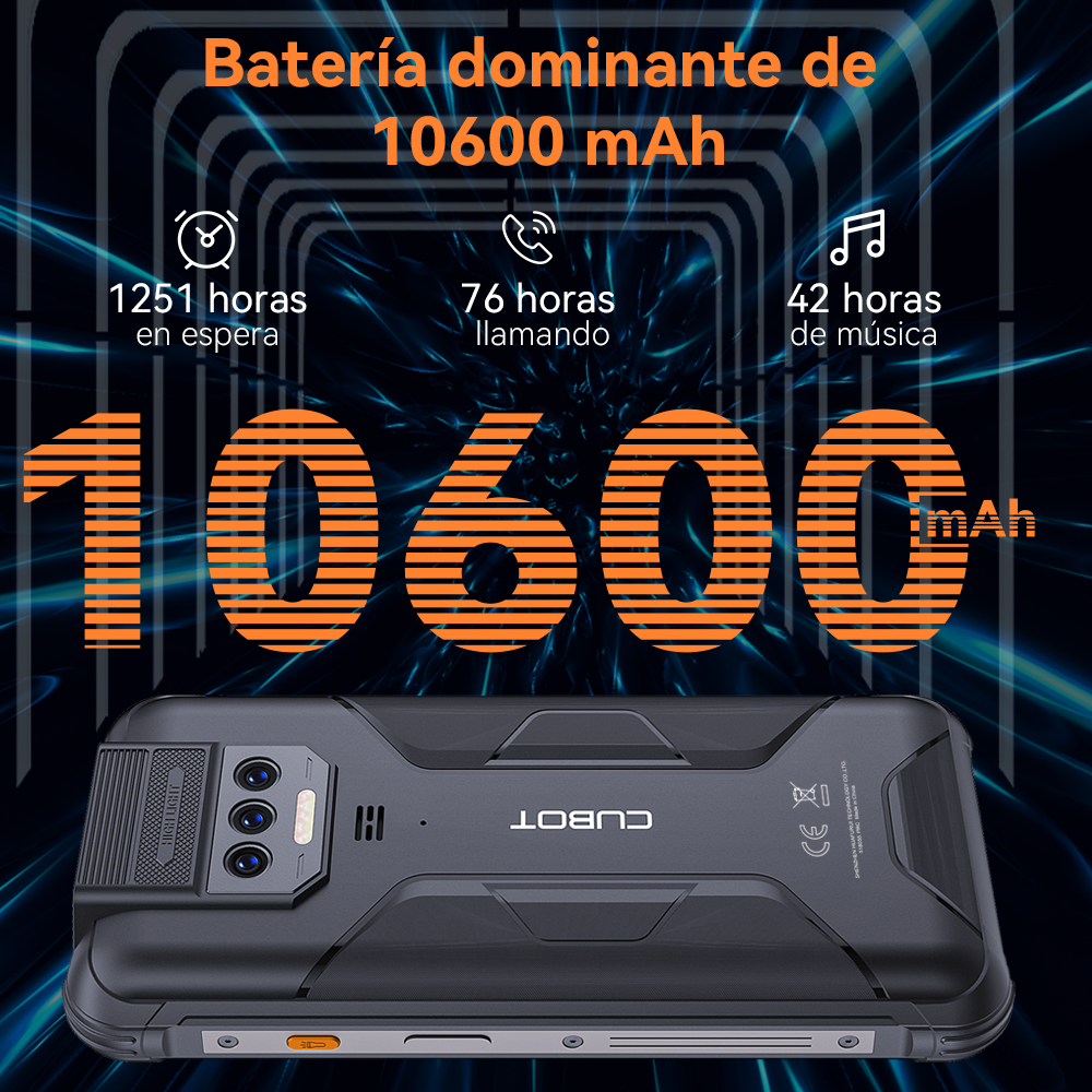 Smartphone resistente al agua IP68 Android 13, Cubot KingKong 8, octa-core, 12 GB de RAM (6 + 6 GB), 256 GB de ROM, 10600 mAh, cámara de 48 MP, NFC