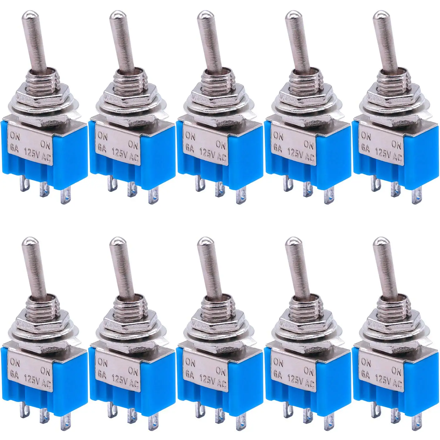 10pcs DPDT Mini interruptor de alternância 2 pinos 2 posições liga/desliga interruptor de alternância miniatura 6A 125V interruptor de alternância