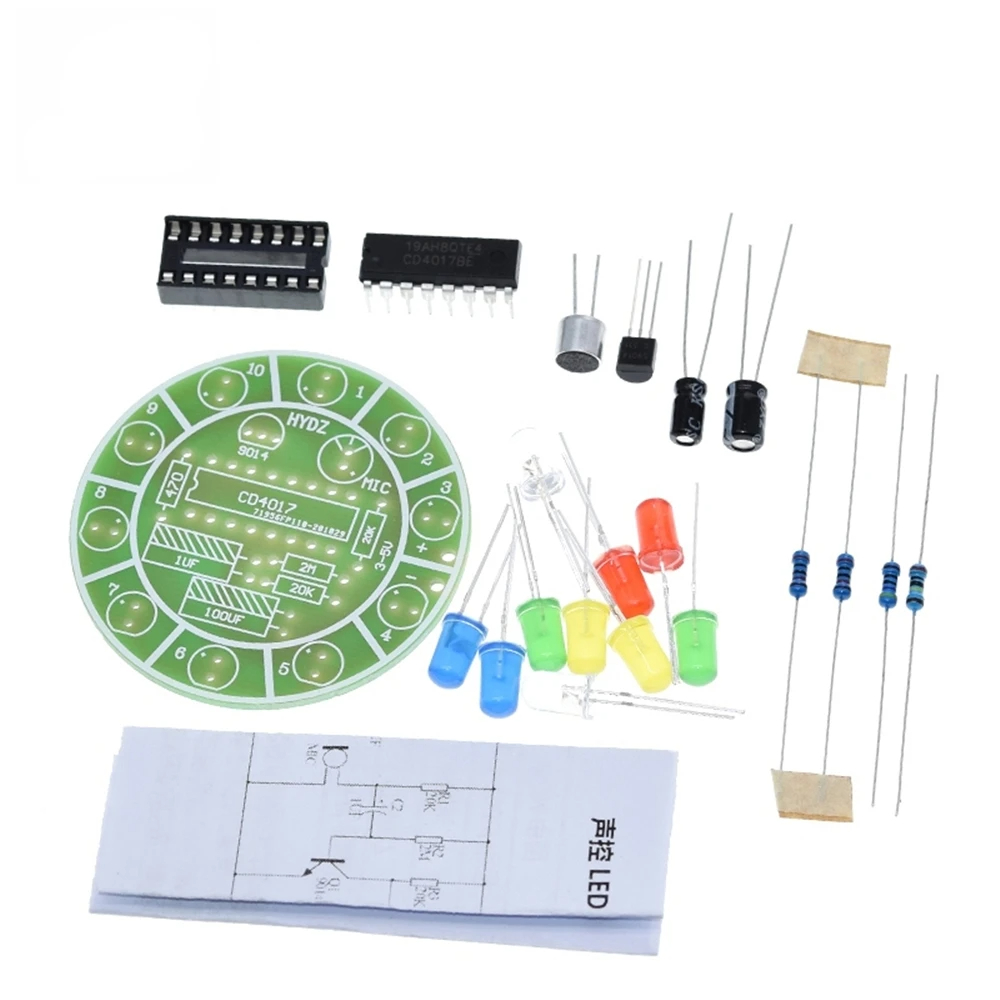 CD4017 Bunte Sprachsteuerung, rotierendes LED-Licht-Set, elektronische Fertigung, DIY-Kit, Ersatzteile, Studentenlabor