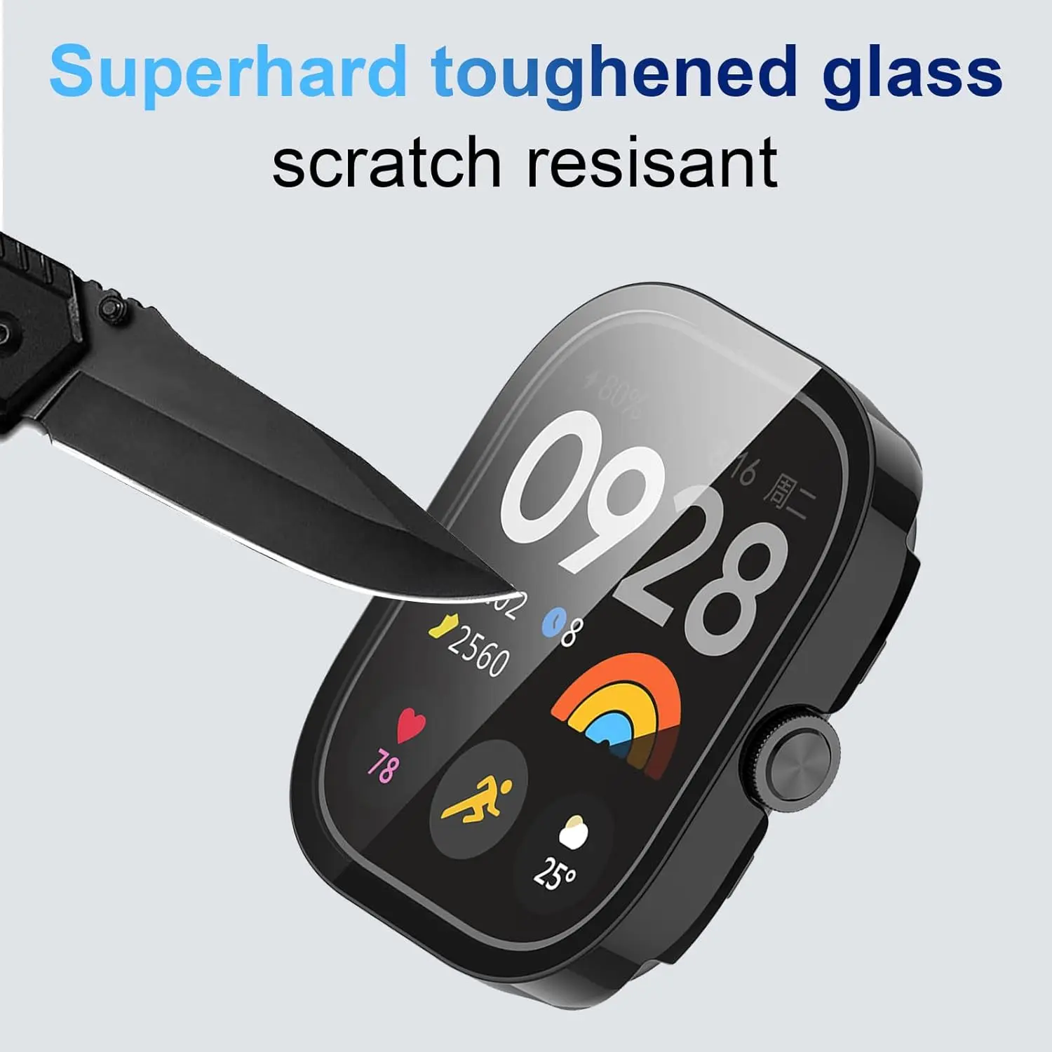 Glass+case for Xiaomi Redmi Watch 4 3, All-Around Screen Protector Hard PC Bumper Tempered Glass for Redmi Watch 3 Active/3 Lite