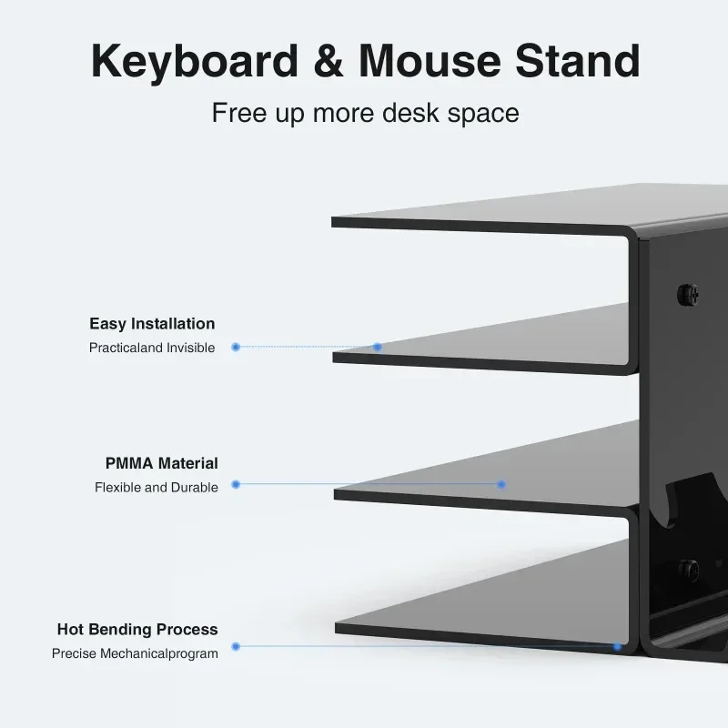 อะคริลิคขาตั้งแล็ปท็อป 3 ชั้นคีย์บอร์ด Ergonomic โปร่งใสสําหรับ Macbook HP Dell เกม Mouse Storage Rack