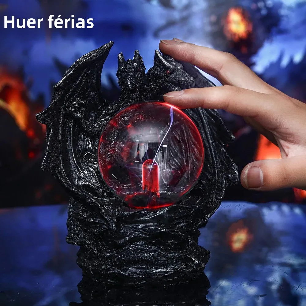 Lâmpada de plasma de dragão de cabeça dupla 5V USB 3 Polegada bola de vidro toque indução ciência iluminação legal decoração de mesa interna