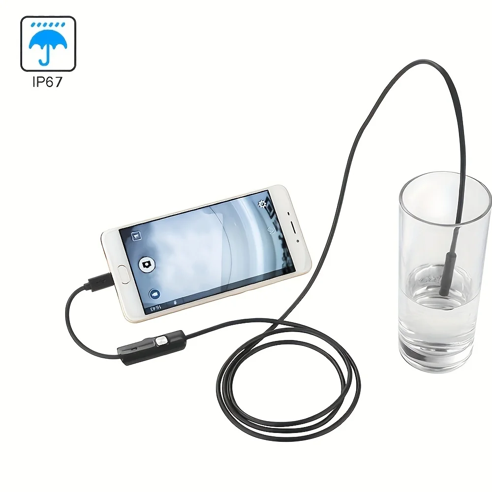 Endoscópio industrial de esgoto, mini câmera flexível de cobra, boroscópio automotivo, endoscopia tipo c para android, 7mm, à prova d'água