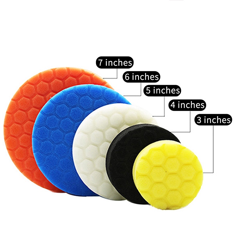 3/4/5/6/7 Polegada 5 pçs kit almofada de polimento de carro auto-adesivo polimento esponja roda almofada de polimento para carro polidor broca