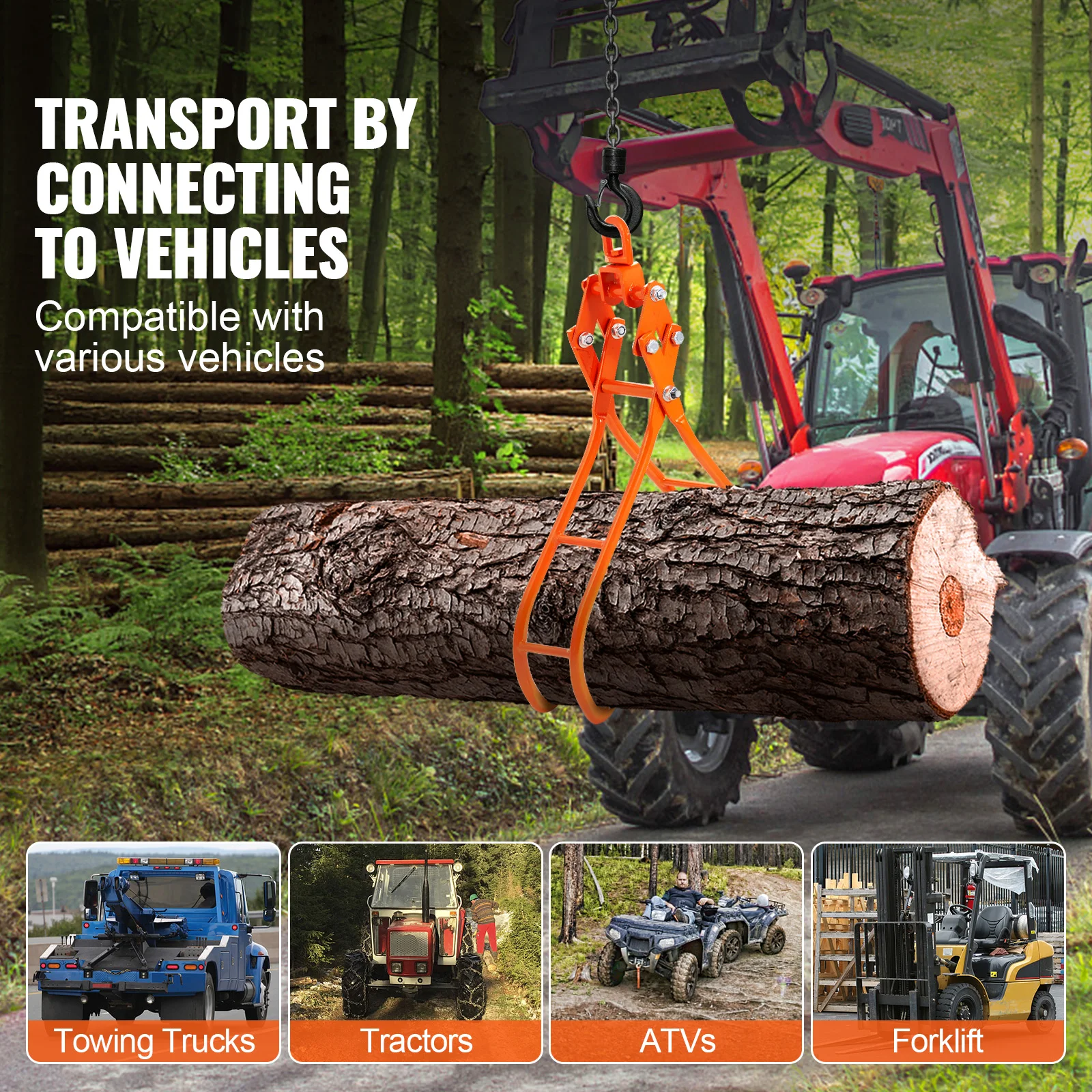 Vevor Log Skidding Tang Log Hijstangen Zware Stalen Hout Slippende Tang Laadcapaciteit Log Hefwerk Handling Tool