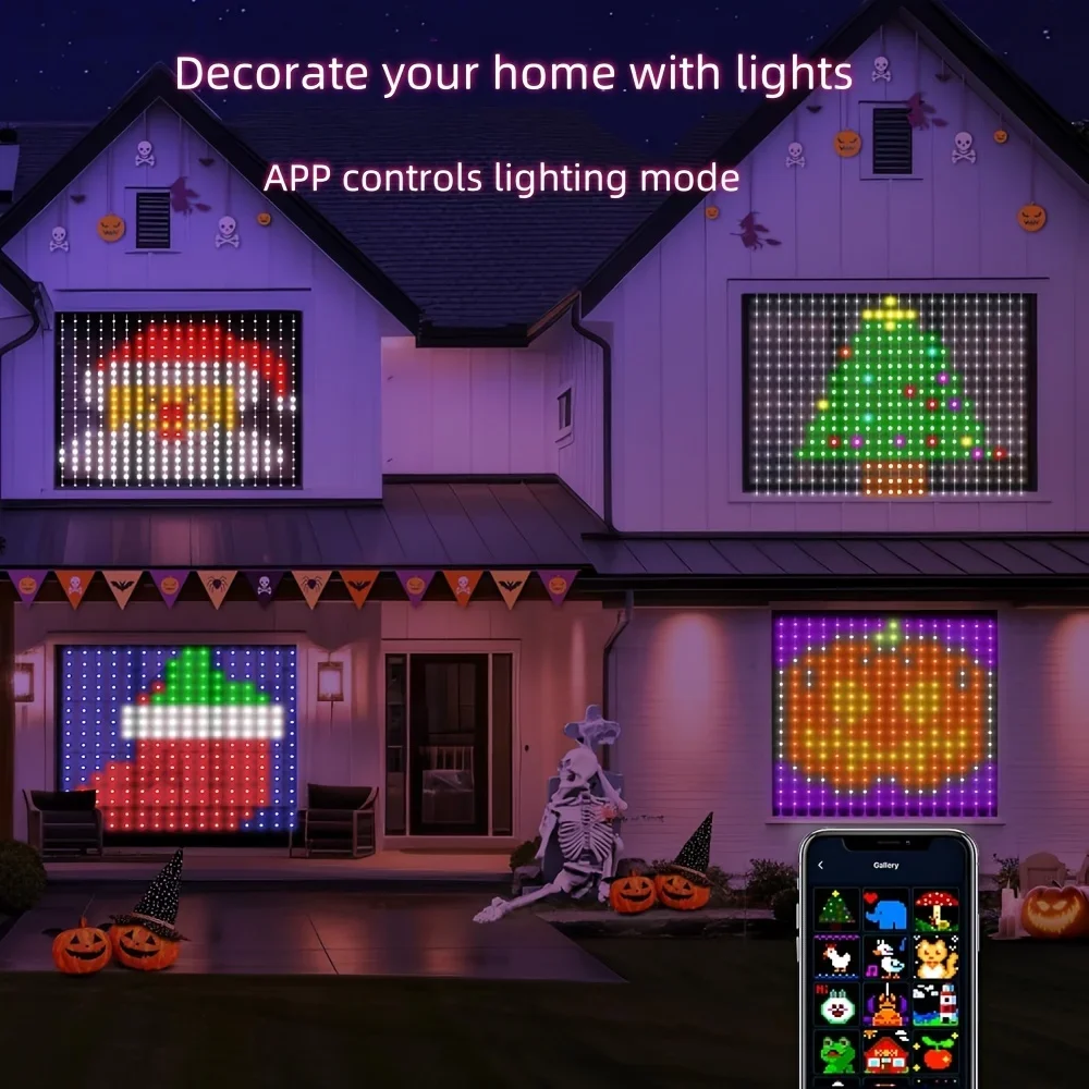 Luces de cortina inteligentes USB, 400LED, Control por aplicación, luces LED que cambian de Color, sincronización musical, luces de cadena DIY para decoración navideña