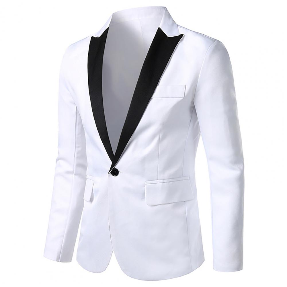 Männer Blazer Anzug Jacke Langarm Männer Anzug Blazer Formale Blazer Single Button Kontrast Farbe Anzug Mantel Anzüge Für Männer